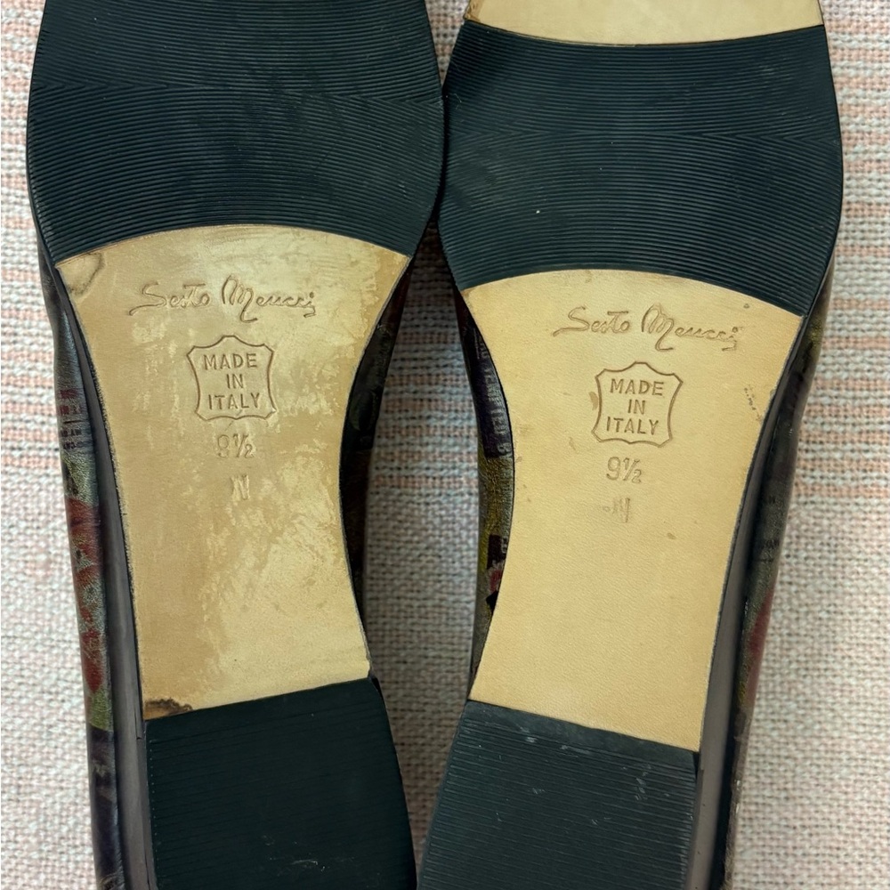 Sesto Meucci Vintage Collage Print Leather Loafers Made In Italy 9.5 - Picture 4 of 6